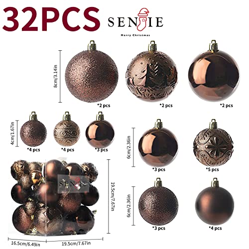 Brown Shatterproof Christmas Ornaments (32 Count)
