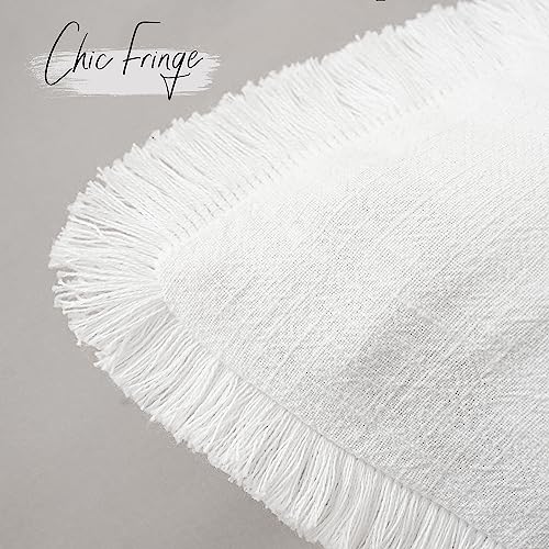 Decorative Linen Fringe Throw Pillow Covers 20×20 Inch (2 Count)