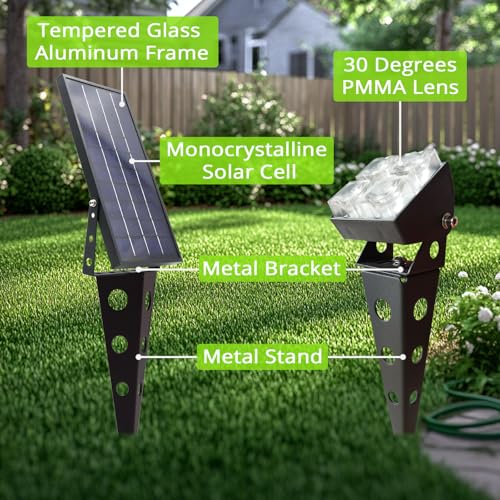 Solar Spot Lights Outdoor Waterproof IP65 Landscape Spotlights with Metal Stake Total 84ft Cable 6