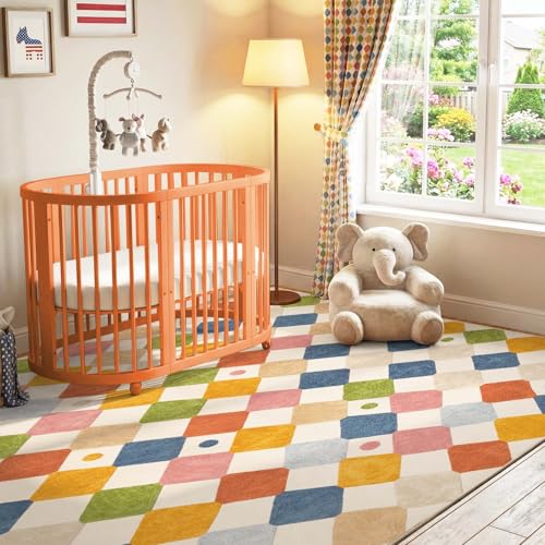 7x9 Area Rug Washable Kids Rug Colorful Classroom Playroom Mat (63 Sq Ft)