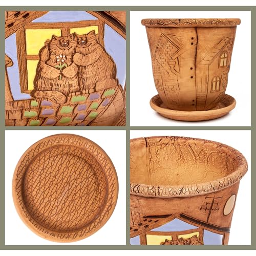 Ceramic Pot with Drainage Hole and Saucer