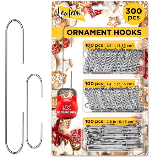 300 Pack Silver Christmas Ornament Hooks for Christmas Tree Decoration (300 Count)