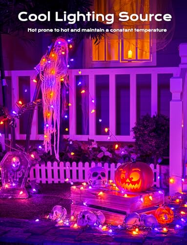 Orange Purple Solar Operated C6 Halloween Outdoor Lights