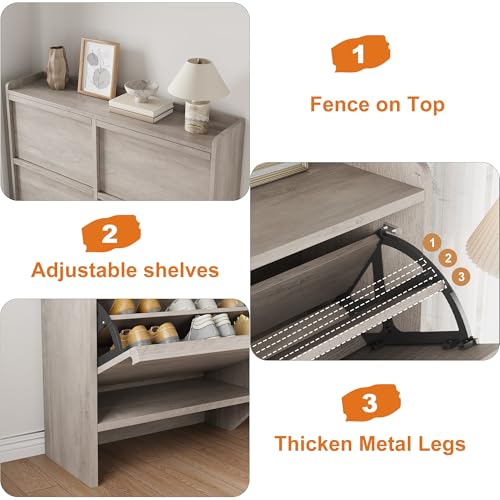 Shoe Cabinet with 4 Flip Drawers