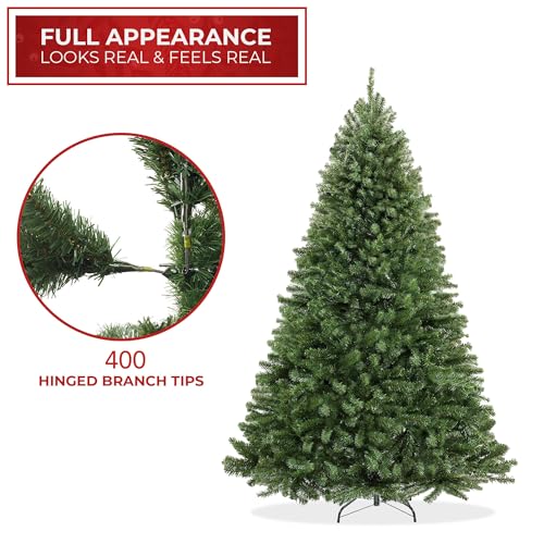 4.5FT Realistic Green Spruce Unlit Artificial Holiday Christmas Tree with Sturdy Metal Stand
