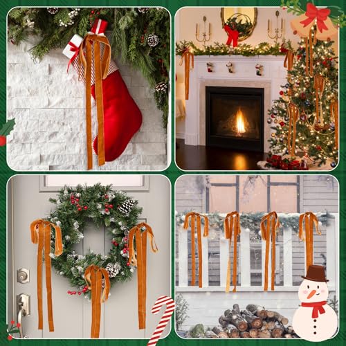 10 Pcs Long Velvet Bows Ornaments
