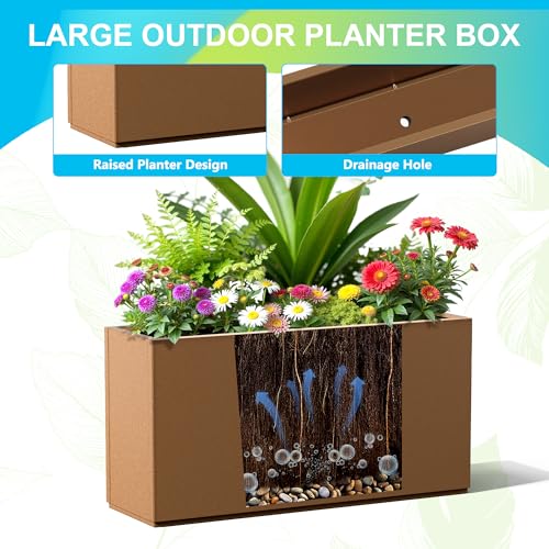 Large Metal Rectangle Planter Box for Outside