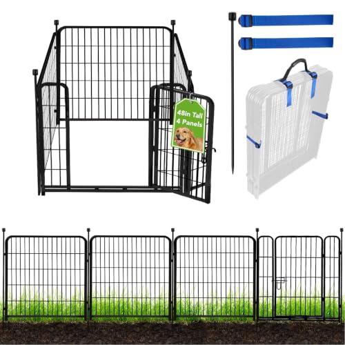 Tall Garden Fence with Gate (4 Count)
