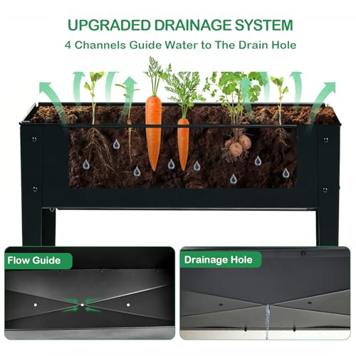 31.5" Tall Elevated Mobile Raised Garden Bed with Wheels and Shelf