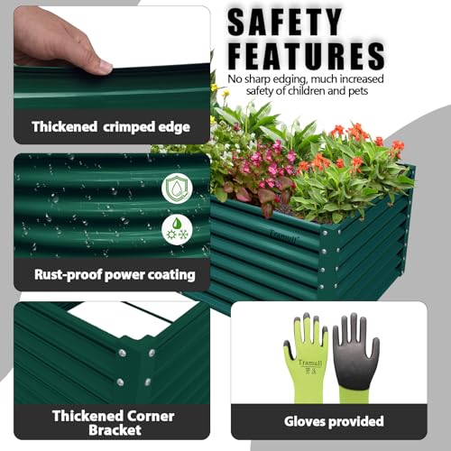 1 Pack 8x3x2FT Galvanized Raised Garden Bed Kit Retangular Metal Ground Planter Box Outdoor Bottomless Planter Raised Beds for Vegetables Flowers Herbs Fruits