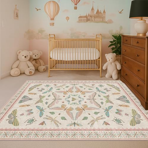 Neutral Girl Nursery Rug 4x6 (24 Sq Ft)