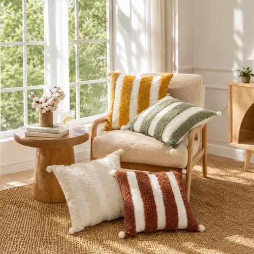 Boho Throw Pillow Covers 18x18 Tufted Home Decorations Olive