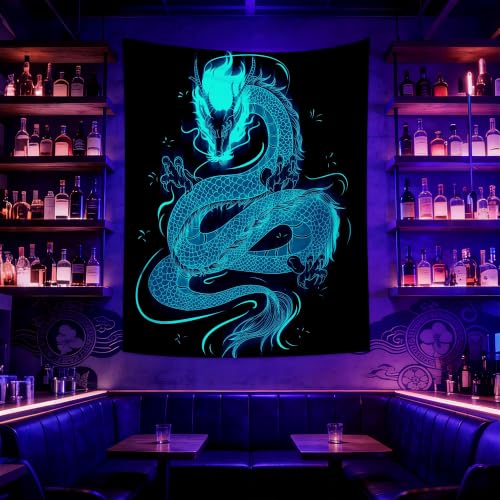 Blacklight Dragon Tapestry Wall Hanging 90"x70"