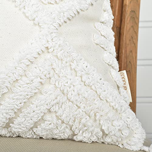 Boho Throw Pillow Covers 20x20 Tufted Tassels for Sofa Off