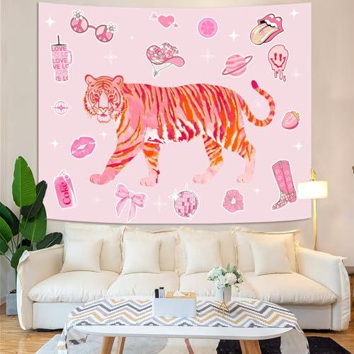 Y2K Tapestry Pink Tiger Wall Tapestry