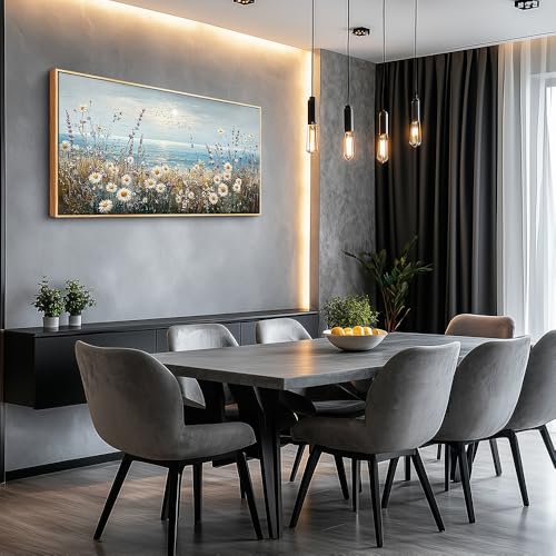 Wall Decor For Living Room Wall Art For Bedroom Office Decorations Blue Ocean Paintings Flowers Watercolour Wall Pictures Canvas Artworks Home Decor Ready To Hang Wood Framed 20x40 In