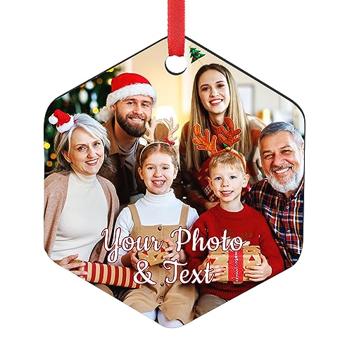 Personalized Christmas Ornaments 2025 Wood Custom Picture Text Hanging Ornament Customized Christmas Tree Decorations Keepsake Gift for Family Couples Xmas Tree Home Decor