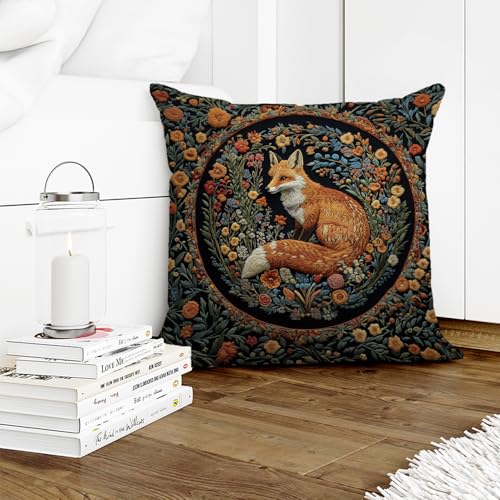 William Morris Abstract Vintage Floral Velvet Fox Design Throw Pillow Covers Home Decor