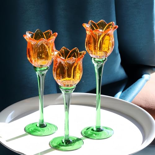Orange Tulips Votive Candle Holders Set of 3 (3 Count)