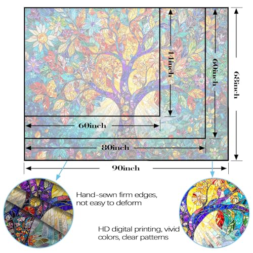 Tree of Life Tapestry Stained Glass Tapestry Wall Decor Tapestries for Bedroom Art Tapestries Wall Hanging for Bedroom Living Room Glass