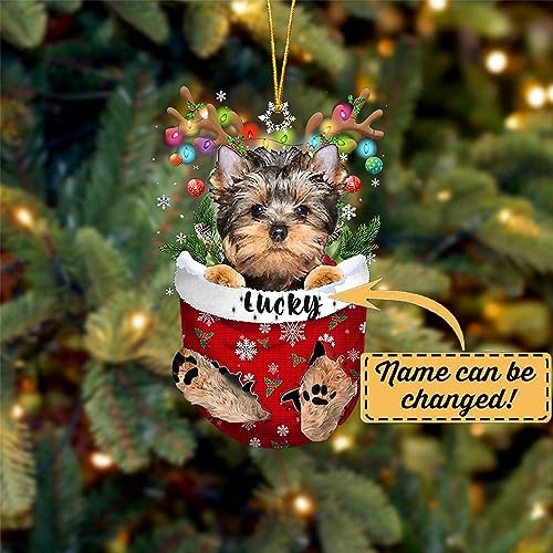 Yorkshire Terrier Christmas Ornament in Snow Pocket