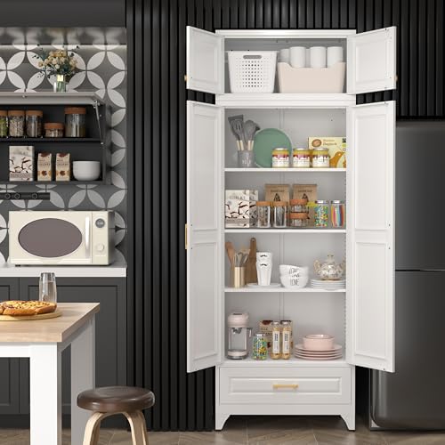 90" Metal Storage Cabinet with Doors and 3 Adjustable Shelves