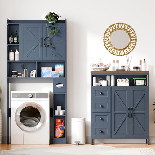 Farmhouse Storage Cabinet with 2 Doors and 4 Drawers