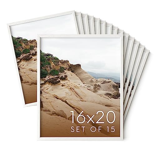 16x20 White Oak Wood Picture Frames Set of 15
