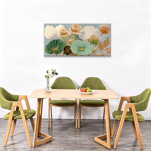 Canvas Wall Art Decor Gold Lotus Flower Canvas Art Wall Decor For Living Room Modern Wall Art Decor Floral Botanical Nature Canvas Prints Flower Wall Art Decor For Bedroom Home Office Decor 20"×40"