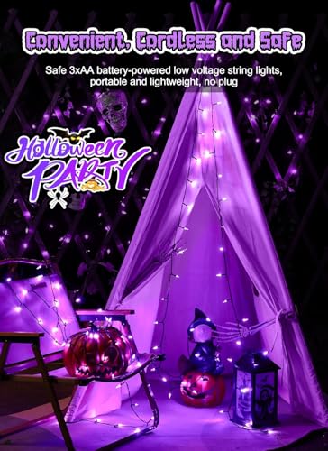 Purple Battery Operated Christmas String Lights with Timer