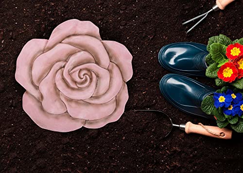 NAT & Jules Rose Flower Shaped Dimensional Indoor Outdoor 12 inch Cast Resin Decorative Garden Stepping Stone