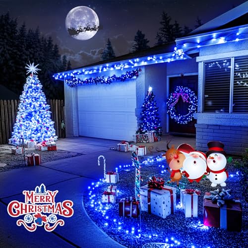 66ft 200 LED Blue Christmas Lights Outdoor Plug in