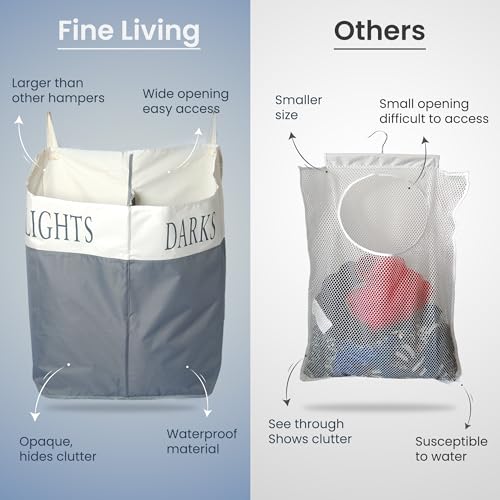TFLC X Large Two Compartments Hanging Laundry Hamper with Hooks