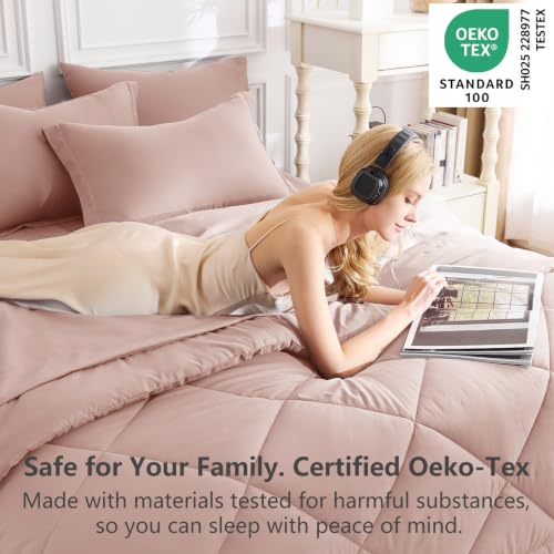 Full Comforter Set 82"x86" Dusty Pink