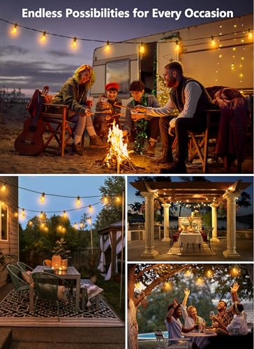 LED Outdoor String Lights for Patio 100FT with 32 Shatterproof S14 Vintage Edison Bulbs (32 Count)