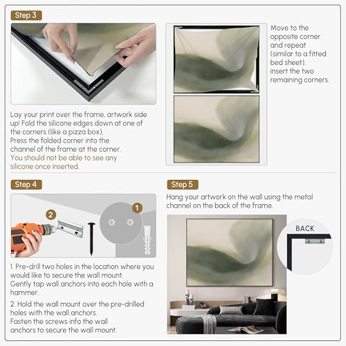 46"x60" Extra Large Framed Wall Art Abstract Green Swirl Soft Fluid Modern Illustration for Home Living Room Bedroom Decor