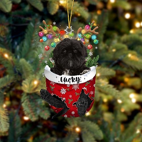 Black Shih Tzu Dog Christmas Ornament
