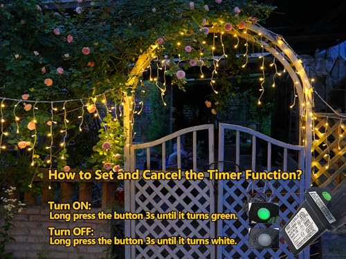 Warm White Icicle Lights for Outside (66 Foot)