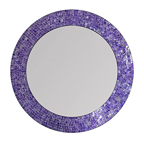 24" Round Rainbow Mosaic Wall Mirror