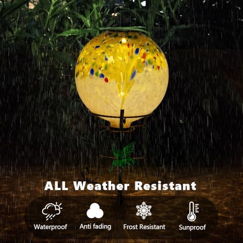 10" Diameter Solar Gazing Ball and 8.5" Metal Stand Yard Art