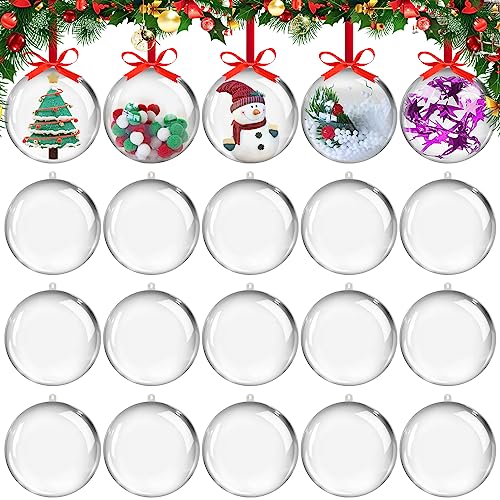 20PCS Clear Plastic Christmas Ornaments Balls for Crafts DIY Decor