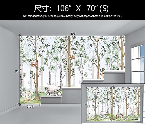 Nursery Animals Forest Wallpaper Mural for Kids Room Bedroom (99.33 Sq Ft)
