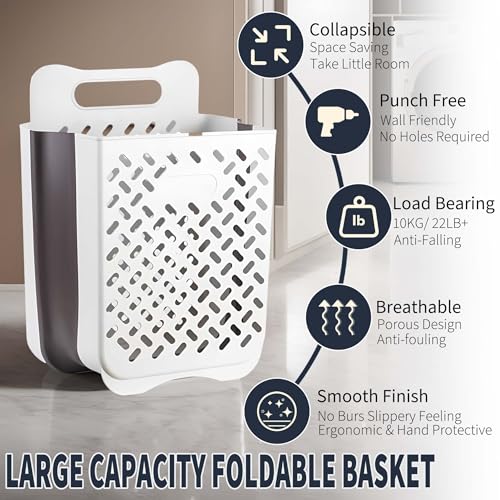 Plastic Foldable Laundry Basket with Handle