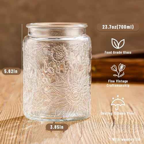 Vintage Glass Jars with Wooden Lids