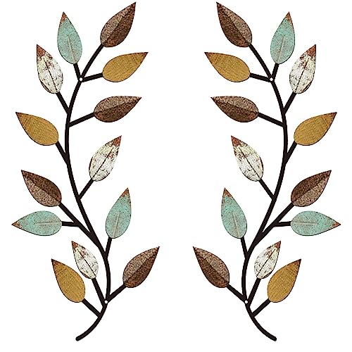 2 Pcs Metal Leaf Wall Art Vine Branch Decor (2 Count)