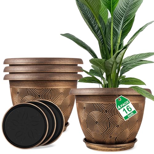 16 Inch Large Planter Pot for Plants Indoor Outdoor (4 Count)