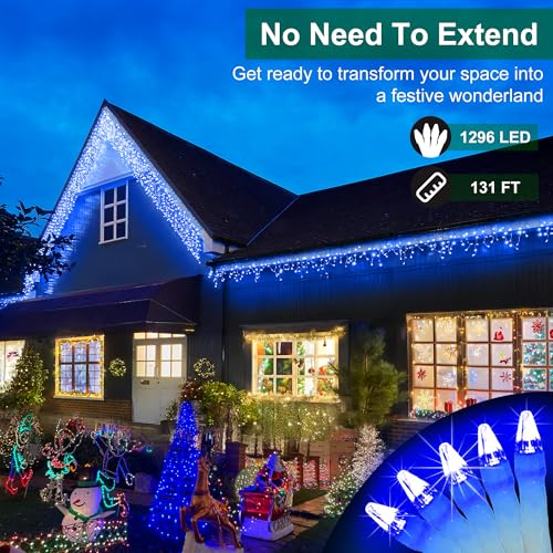 1296 LED 131FT Christmas Icicle Lights (131 Foot)