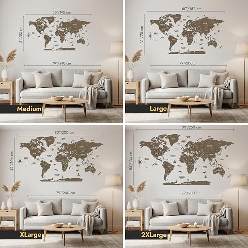 Multilayer 3D Wooden World Map
