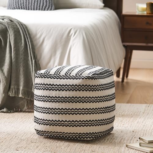 Boho Handmade Fabric Cube Pouf Ottoman Foot Stool