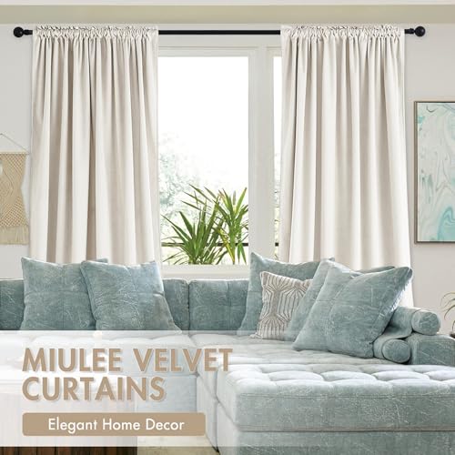 Ivory Blackout Velvet Curtains Drapes 96 Inch Long 52"x96" Bedroom (2 Count)